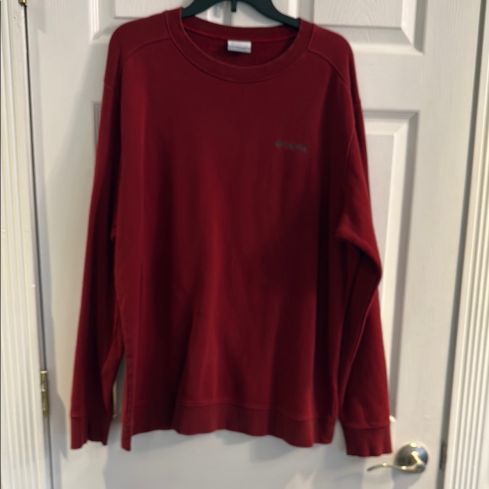 Columbia Men's Red-maroon Sweater, sz large, fleece lined